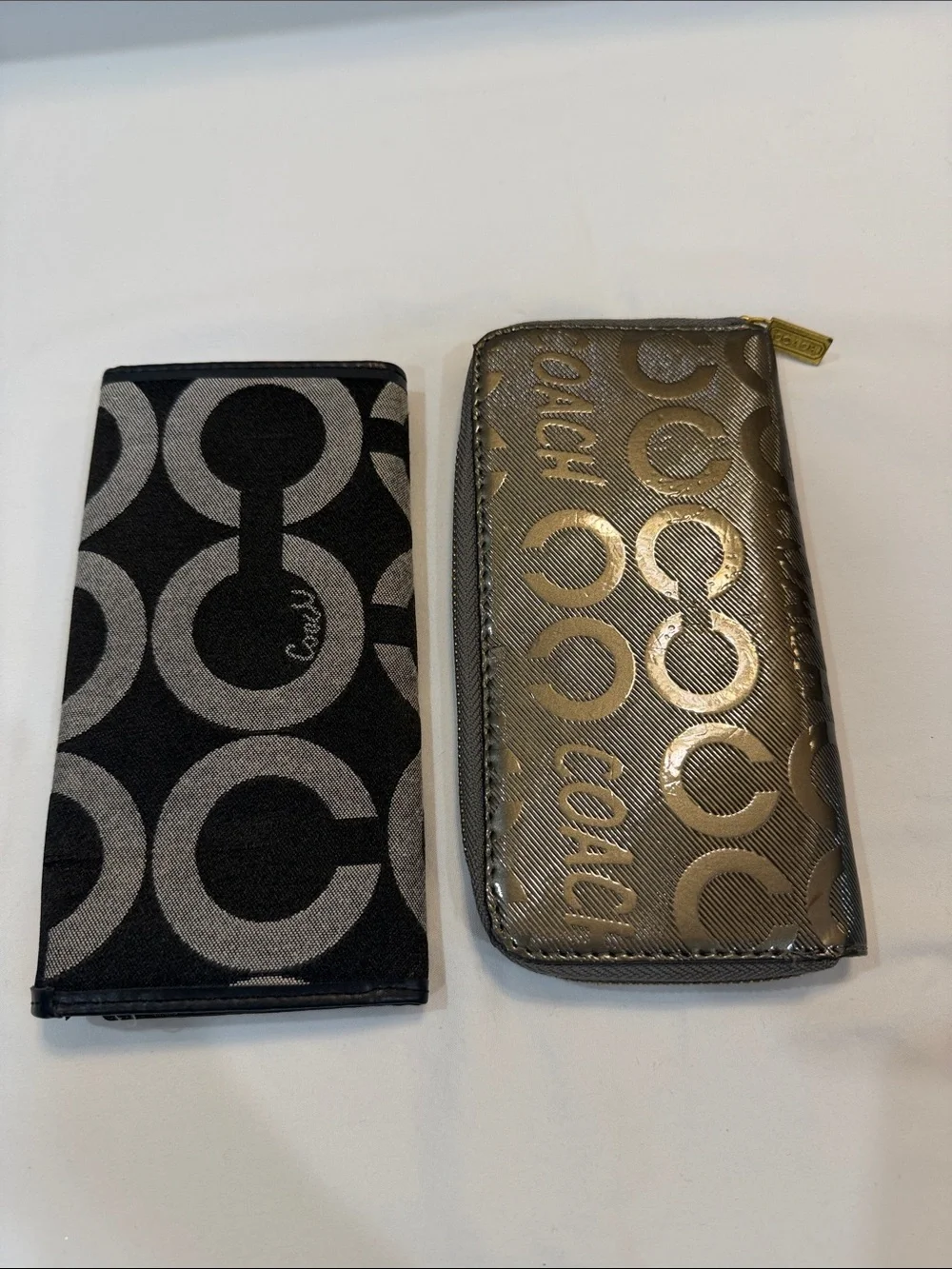 Coach Signature Logo Wallets in Black and Gold - Set of 2